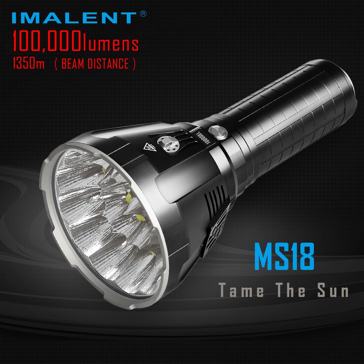  IMALENT MS18 10萬流明 最遠射程1350米 強光手電筒 戶外探照搜救燈 泛光兼遠射