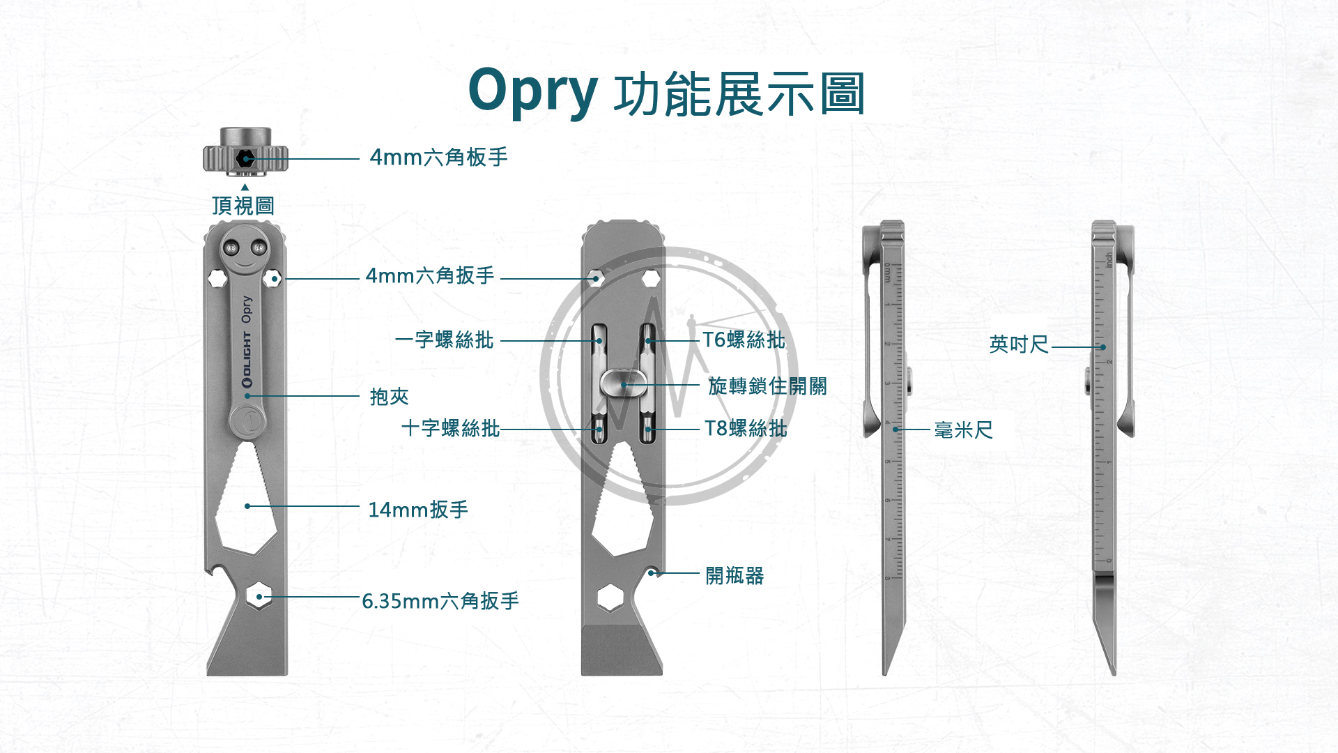 【停產】Olight Opry TC4 鈦合金多功能工具組 5合1 六角/一字/十字/扳手/T6螺絲/T8螺絲