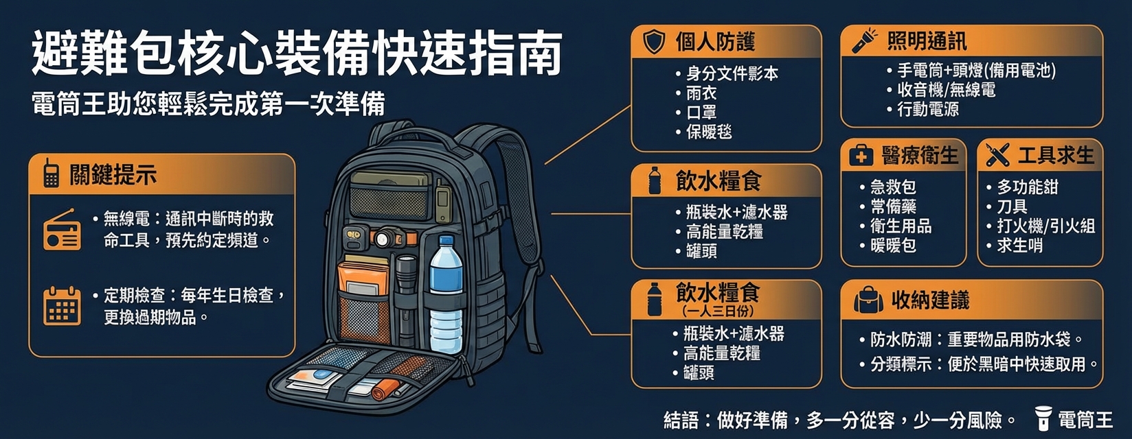 避難包該怎麼準備？電筒王教你避難包第一次準備就上手