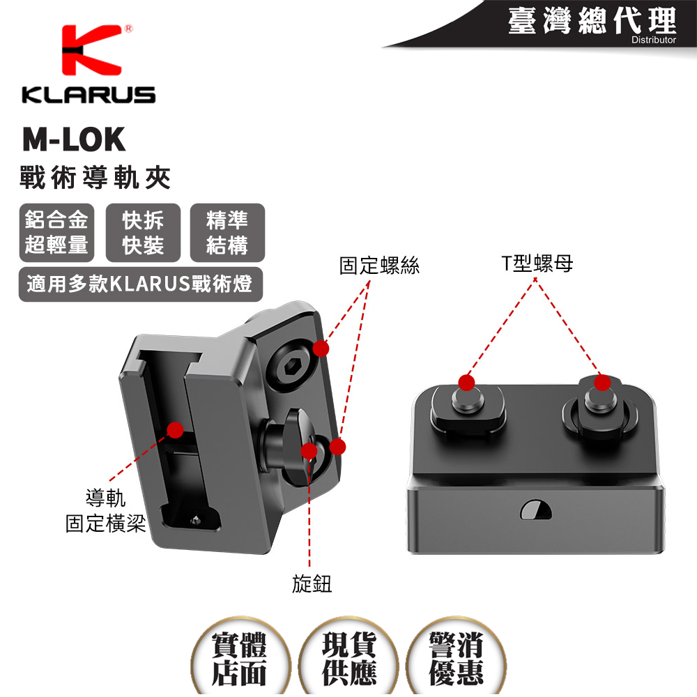 KLARUS M-LOK 戰術導軌夾 皮卡汀尼 戰術滑軌 可用型號GL3、GL4、GL6