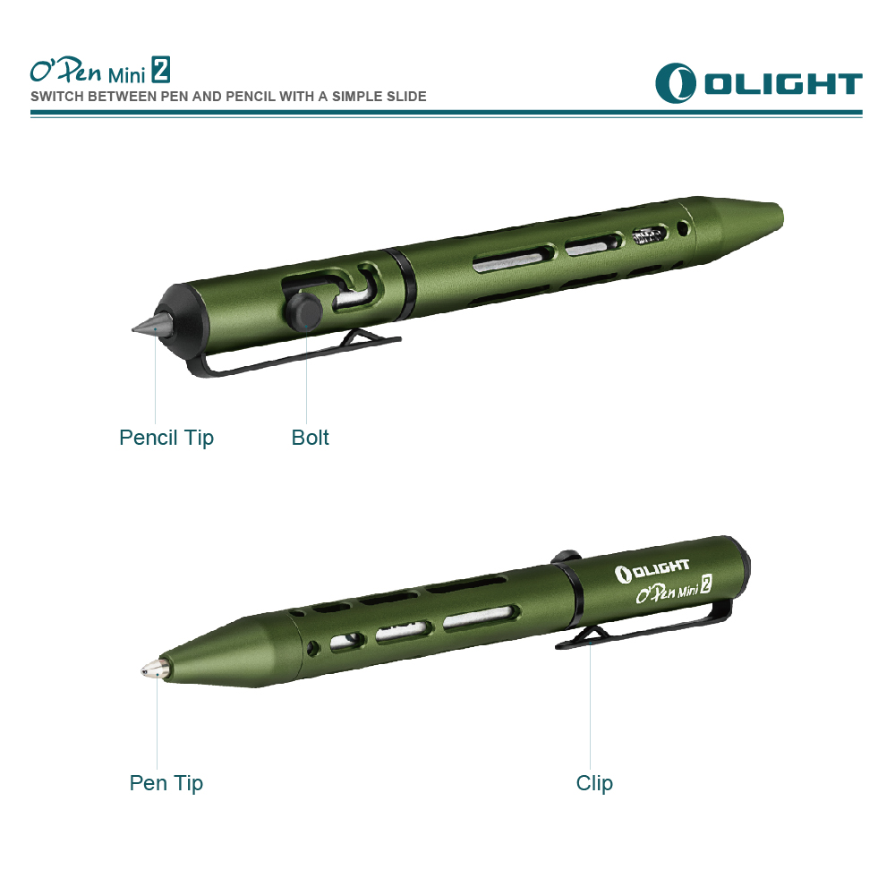 OLIGHT OPEN MINI 2 原子筆 鉛筆 兩用金屬筆 不鏽鋼背夾 快速切換 高質感 禮物