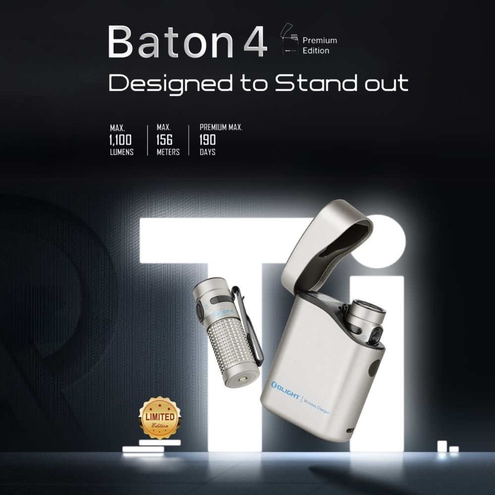 OLIGHT BATON 4 尊享版【Ti】 1100流明 156米 迷你型高亮手電筒 磁吸充電 電量顯示