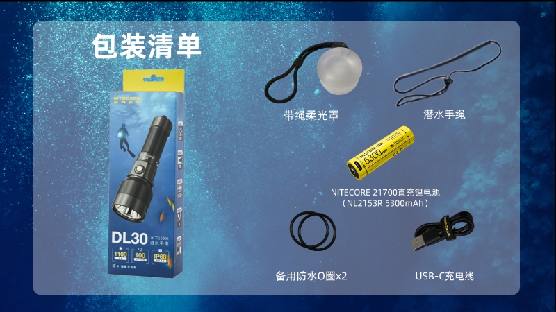 【即將到貨】Nitecore DL30 1100流明 788米 潛水手電筒 水下100米 3°聚光遠射DL10 DL20