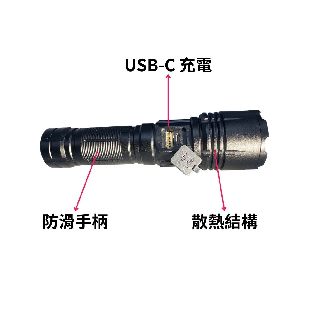 PSK FST95 (不含電池) 1800流明 800米 可調焦 聚泛光遠射EDC手電筒 類激光型光源 18650 22650 TYPE-C充電