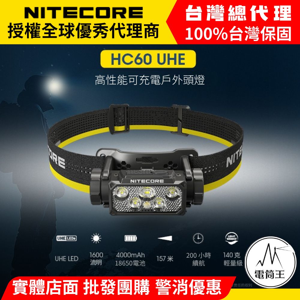 NITECORE HC60 UHE 1600流明 157米 高性能輕量級頭燈 紅白雙光源 可拆支架 附收納包