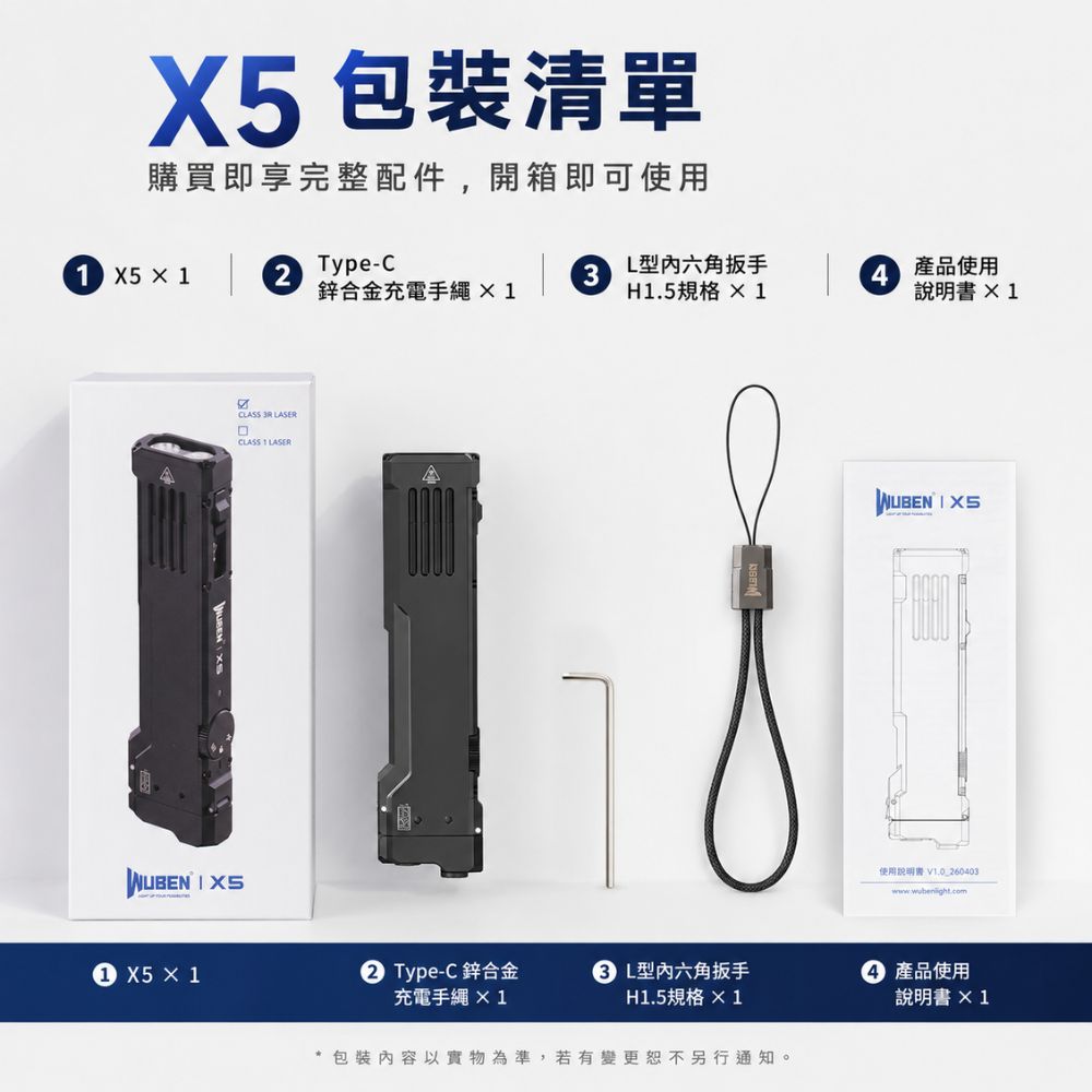 WUBEN X5 領航員 EDC旗艦扁筒 1300流明 三光源手電筒 白光/UV紫外線/綠點 通用AAA